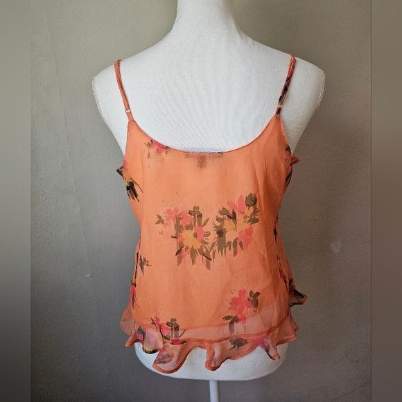 Steve Madden Peach Floral Ruffle Spaghetti Strap Camisole - Picture 4 of 9